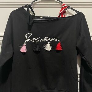 Black Paris Sweatshirt with Tassels